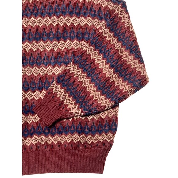 VTG Stoneriver Outfitters Men L Maroon Blue Patterned Crew Sweater Acrylic 80's - Picture 15 of 16